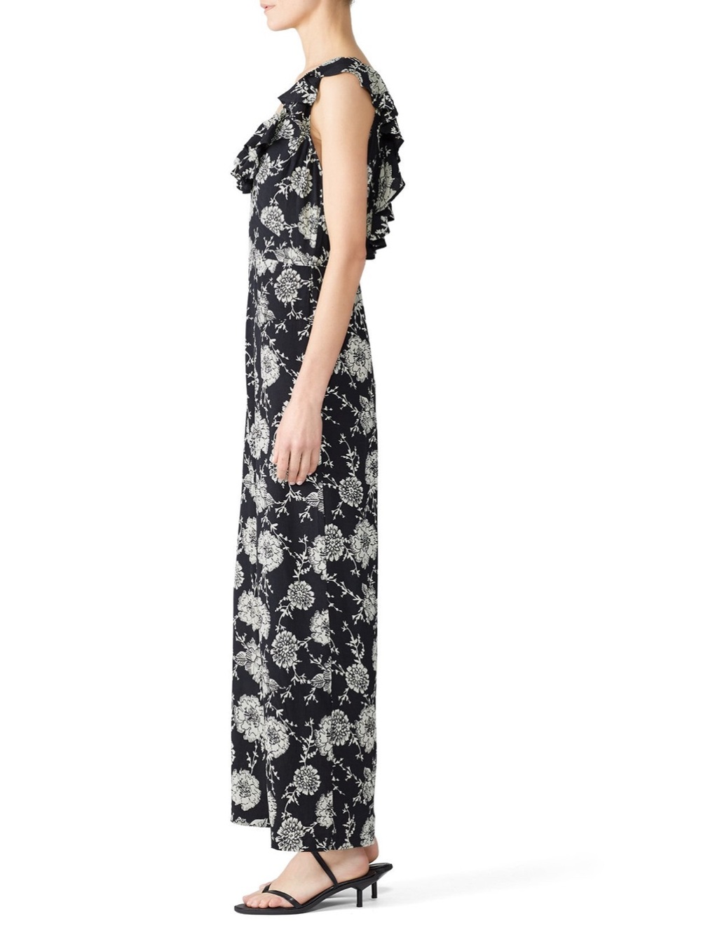 Cleobella Toledo Black and Cream Floral V-Neck Wide-Leg Jumpsuit XS - Picture 4 of 10